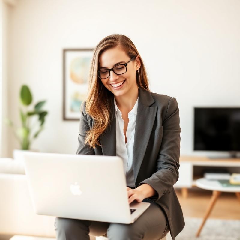 Investor reviewing her portfolio at home