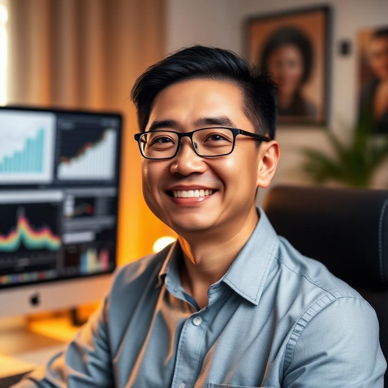 Long-term investor at his home trading desk